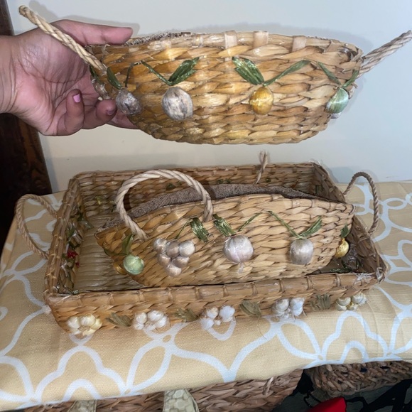 Vintage 3 pieces Rattan Wicker Baskets!